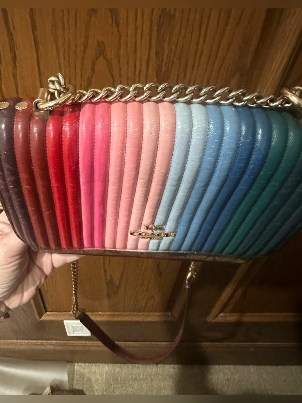 Coach Klare Limited Edition Rainbow Quilted Leather Crossbody / Clutch